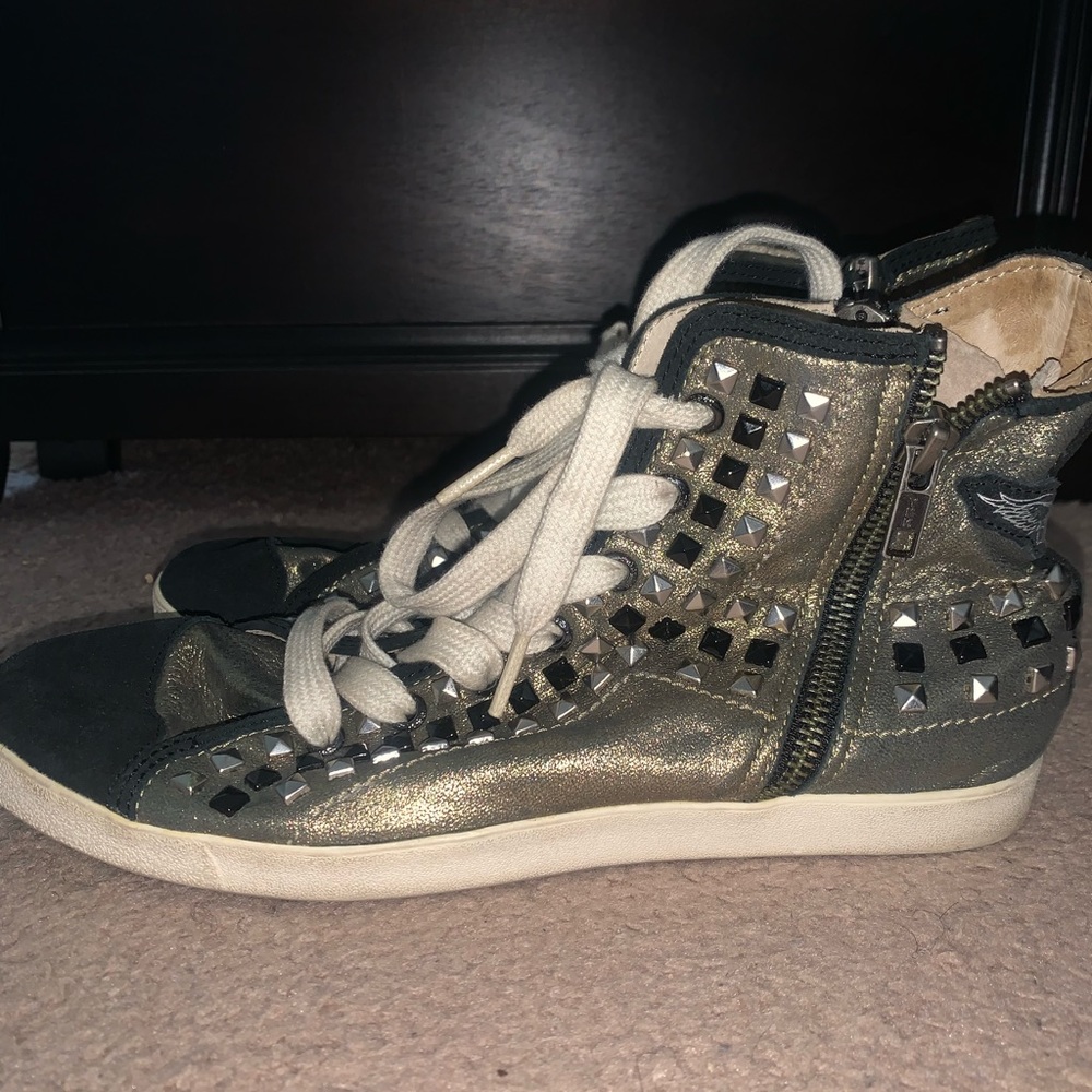 Robins Jeans High Top Crystal Studded Sneakers